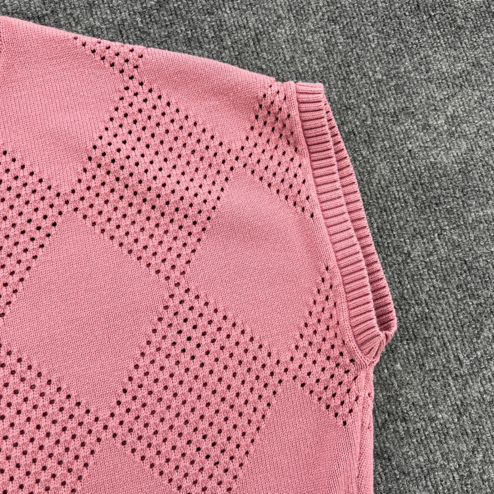 Wilson Golf Sweater Vest Women Large Pink Argyle Pointelle Retro Vintage Preppy - Picture 7 of 12